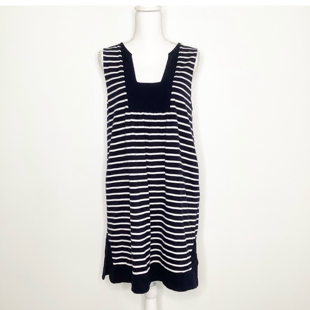 J. Crew Navy & White Striped Tank Dress Pockets Large